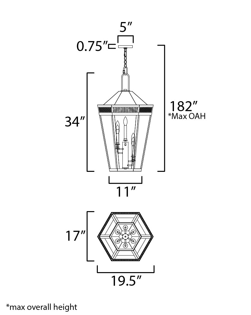 Oxford Outdoor 6-Light Pendant Black by Maxim Lighting