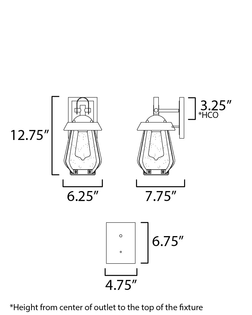 Mariner Small Outdoor Sconce Black/Antique Brass by Maxim Lighting