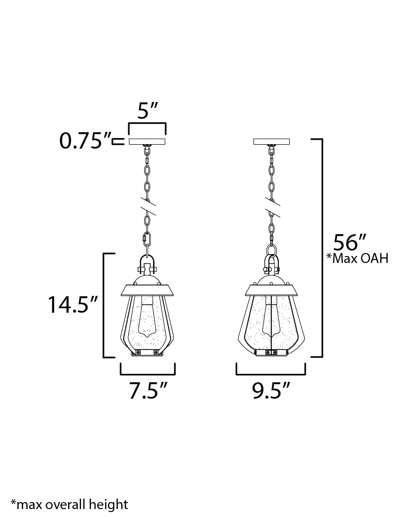 Mariner Medium Outdoor Pendant Black/Antique Brass by Maxim Lighting