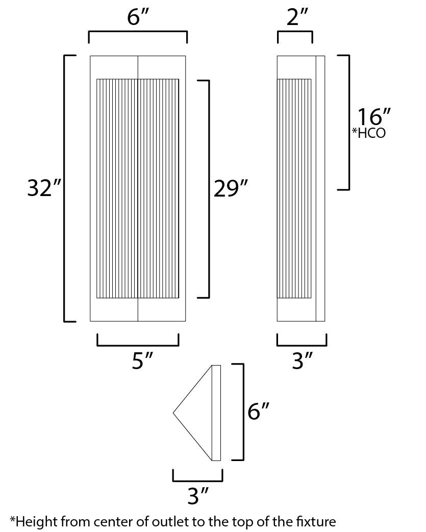 Triform 32" 2-Light Outdoor Wall Sconce Black/Antique Brass by Maxim Lighting