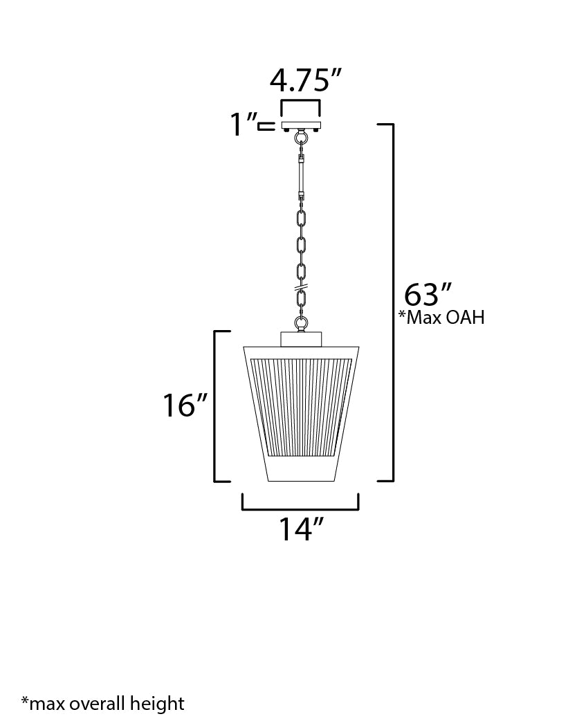 Triform 14" 3-Light Outdoor Pendant Black/Antique Brass by Maxim Lighting