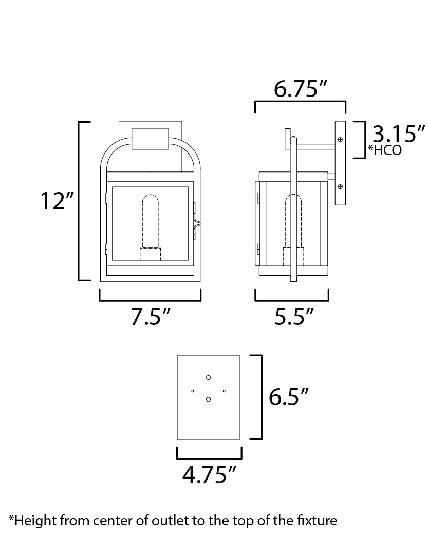 Bonham Small Outdoor Wall Sconce Black by Maxim Lighting