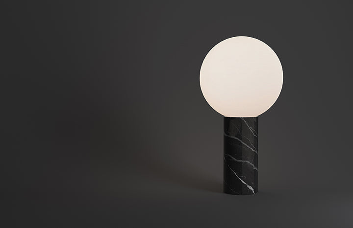 Pablo Designs Pilar Table Lamp dimensional view with scale reference