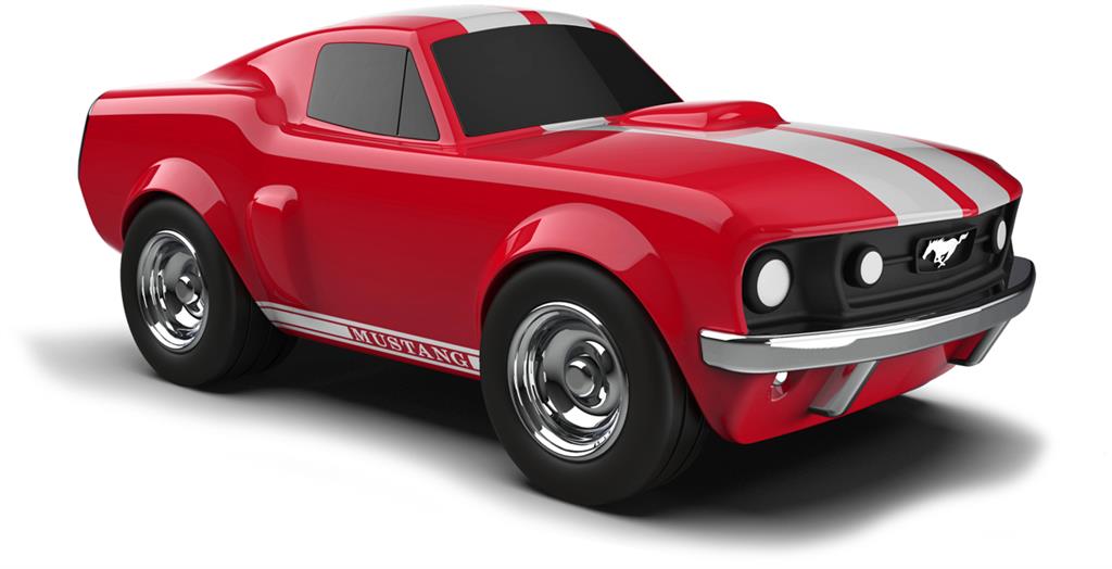 Baghera red Ford Mustang racing toy car with white stripes – view 6