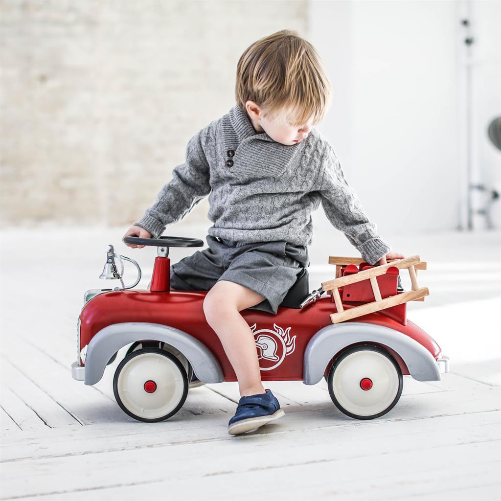 Baghera Speedster fire engine metal ride-on in red with ladders and hose – view 8