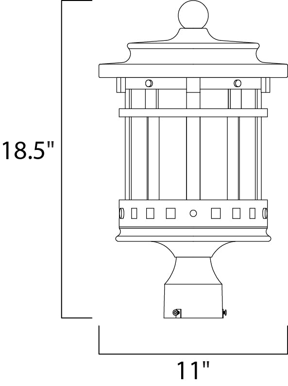 Santa Barbara Cast 3-LT Outdoor Pole/Post Lantern Sienna by Maxim Lighting