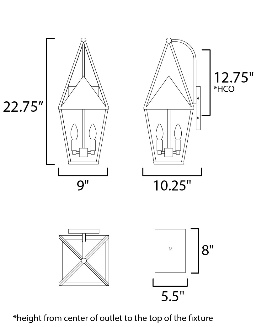 Bavaria Large 2-Light Outdoor Wall Sconce Black by Maxim Lighting