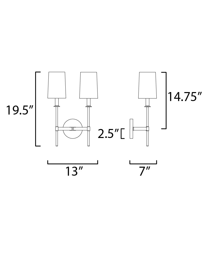 Uptown 2-Light Wall Sconce Satin Brass/Polished Nickel by Maxim Lighting