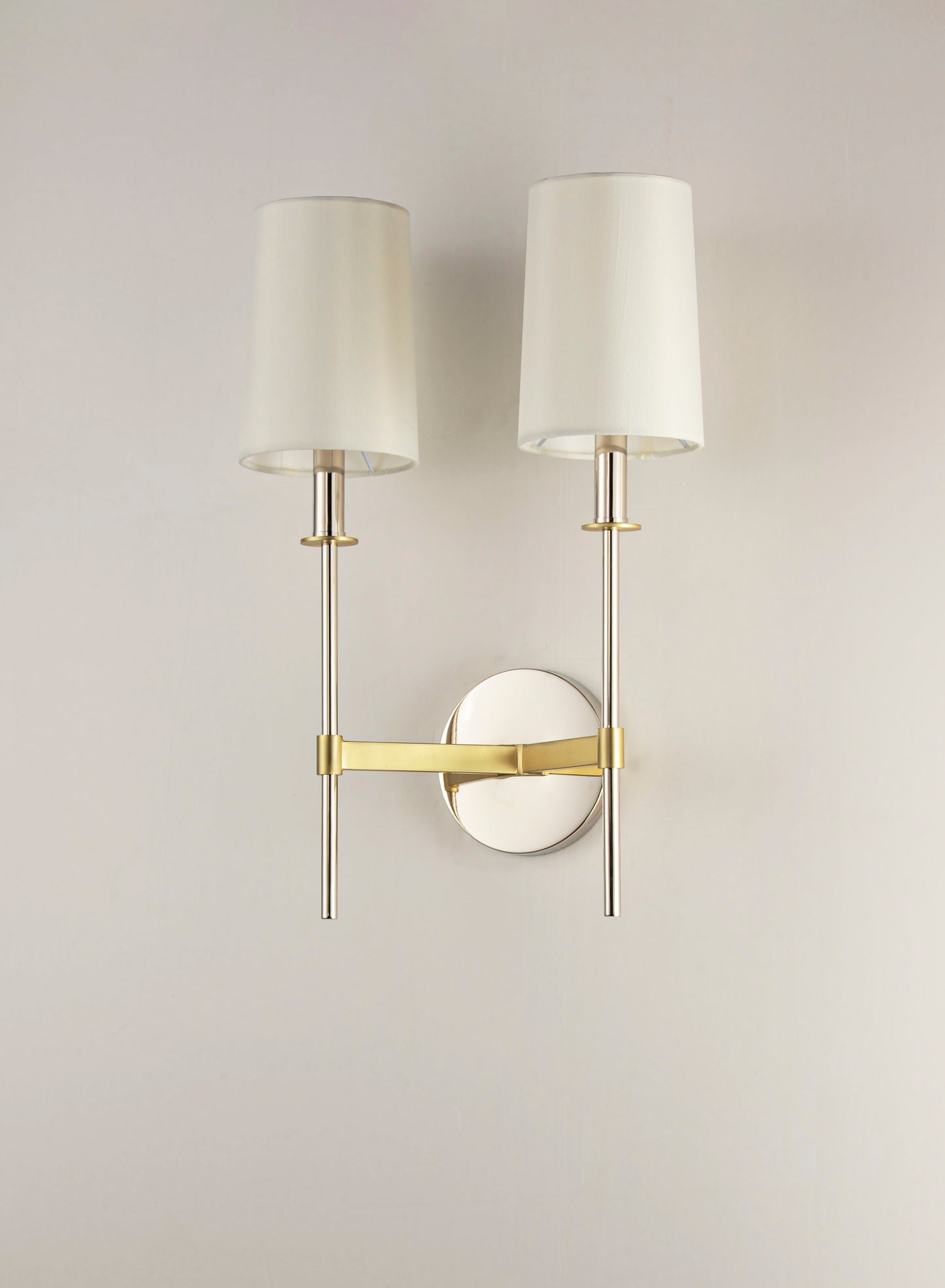 Uptown 2-Light Wall Sconce Satin Brass/Polished Nickel by Maxim Lighting