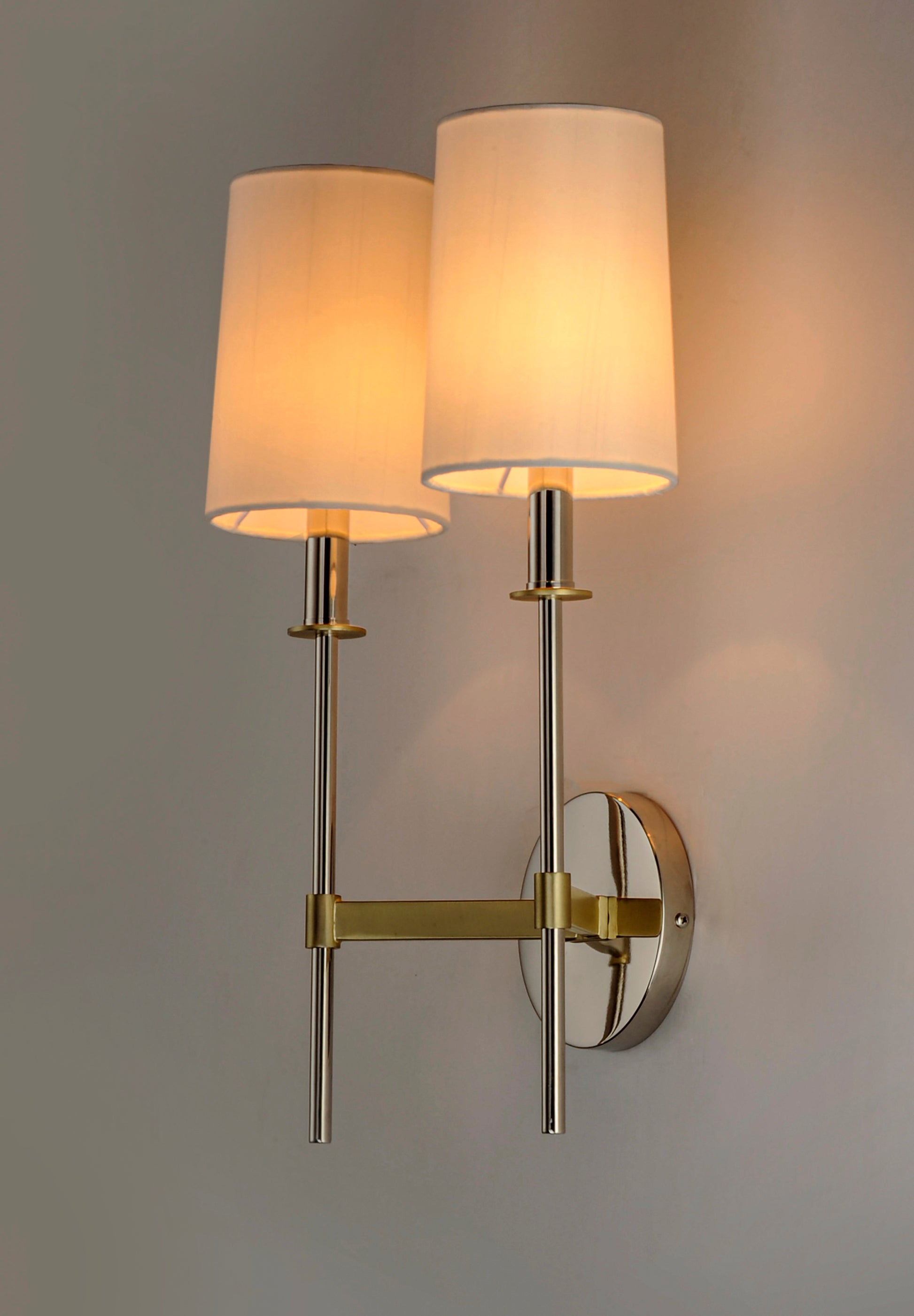 Uptown 2-Light Wall Sconce Satin Brass/Polished Nickel by Maxim Lighting