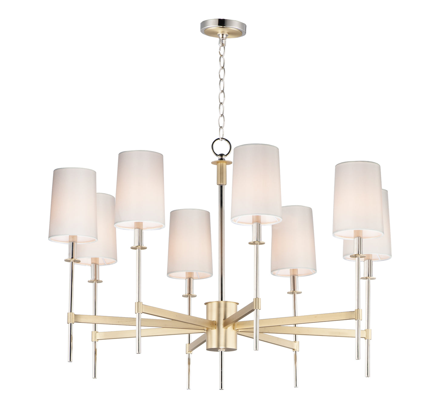 Uptown 8-Light Chandelier Satin Brass/Polished Nickel by Maxim Lighting