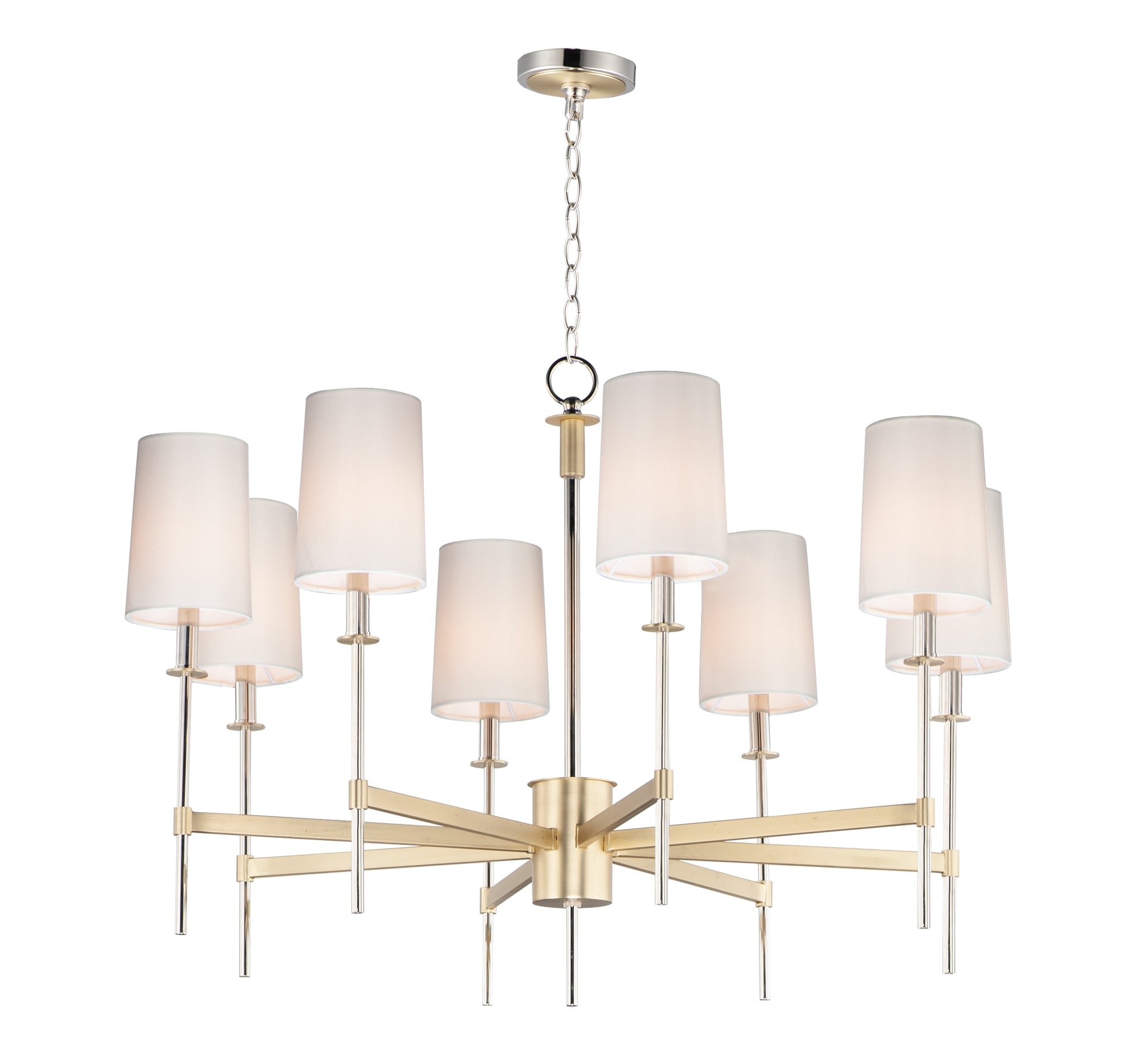 Uptown 8-Light Chandelier Satin Brass/Polished Nickel by Maxim Lighting