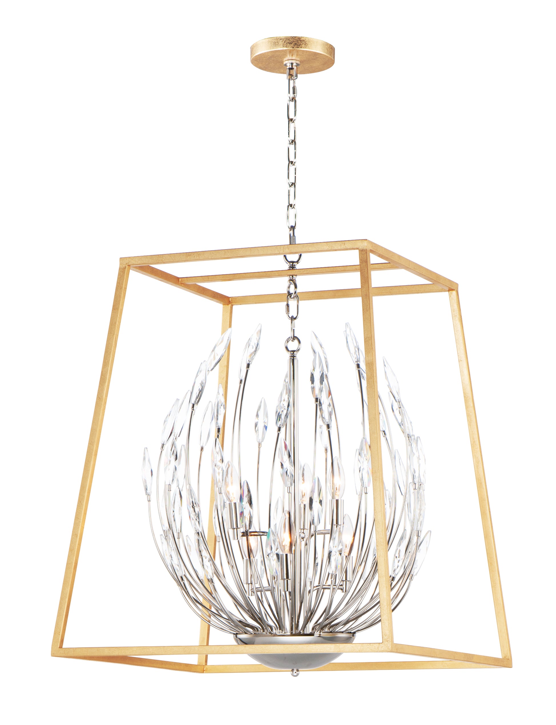 Bouquet 6-Light Pendant Polished Nickel/Gold Leaf by Maxim Lighting