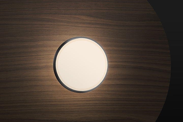 Pablo Designs Sky Dome Wood Flushmount 18" - Matte Black + Walnut