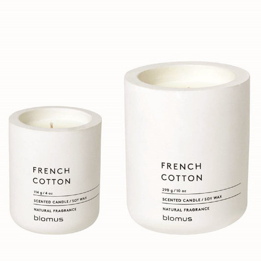 blomus Fraga Candle Set in Concrete Container Lily White French Cotton Fragrance