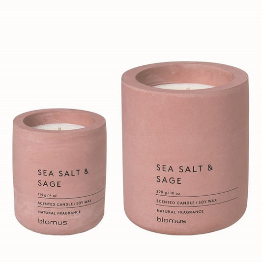 blomus Fraga Candle Set in Concrete Container Withered Rose Sea Salt & Sage Fragrance