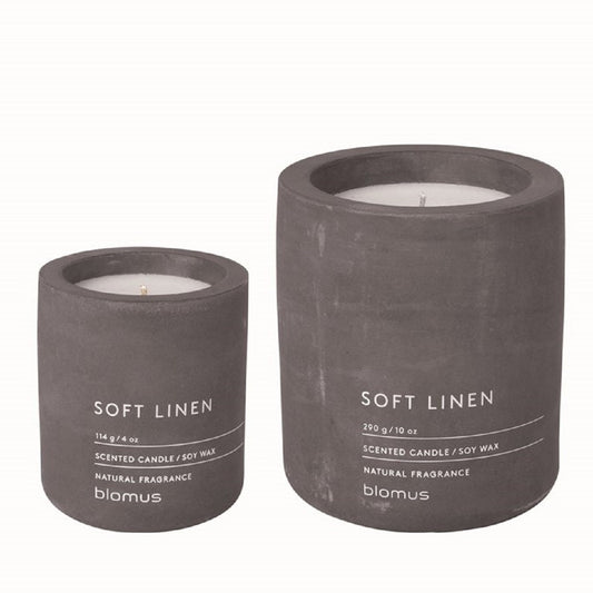 blomus Fraga Candle Set in Concrete Container Magnet Soft Linen Fragrance