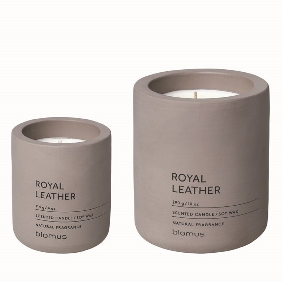 blomus Fraga Candle Set in Concrete Container Satellite Royal Leather Fragrance