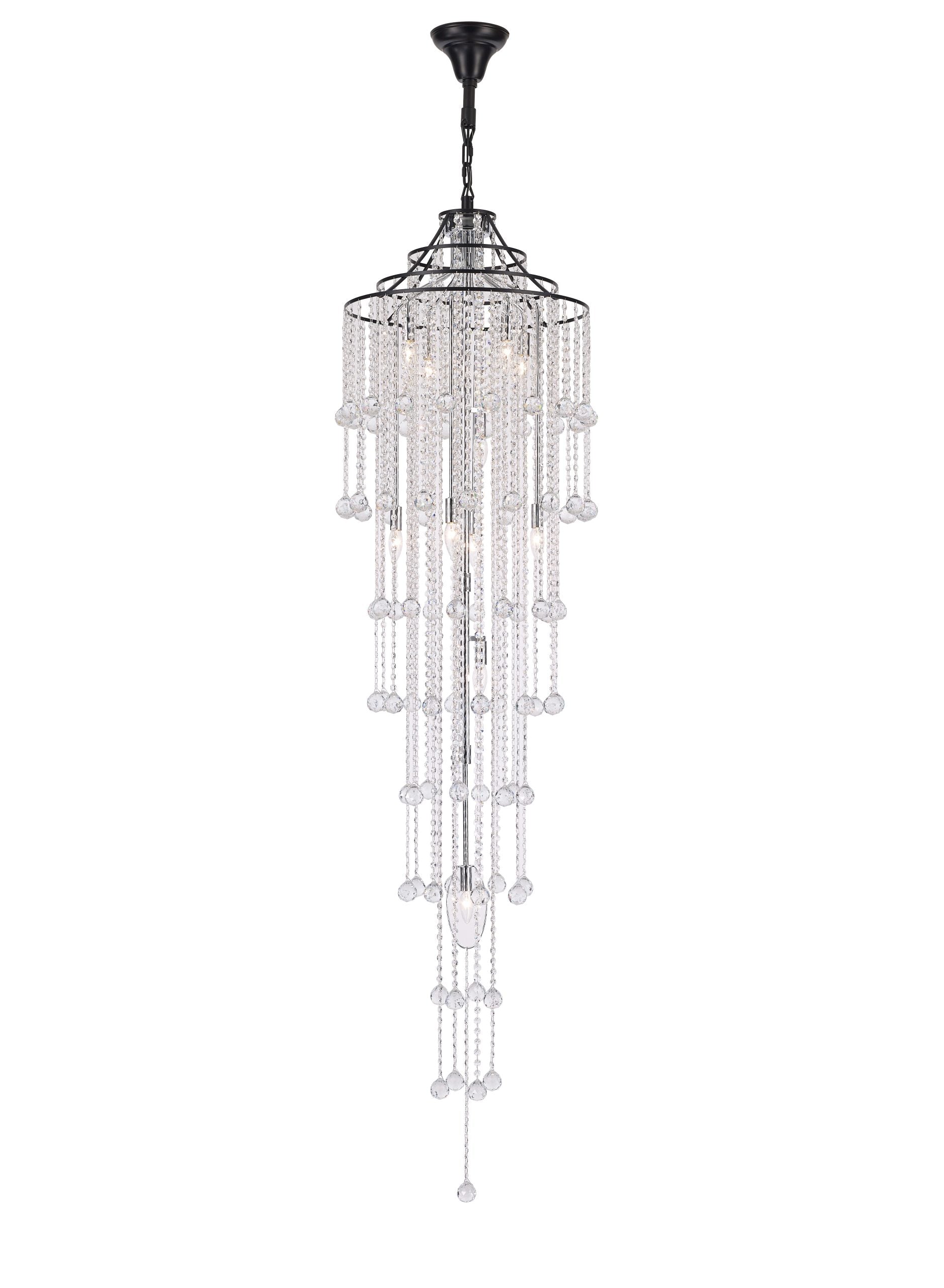 Empire Chandelier 11-Light in Black and Chrome with air cables 3340BC by StarFire Crystal