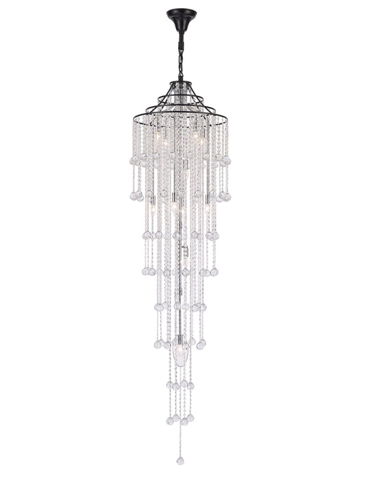 Empire Chandelier 11-Light in Black and Chrome with air cables 3340BC by StarFire Crystal