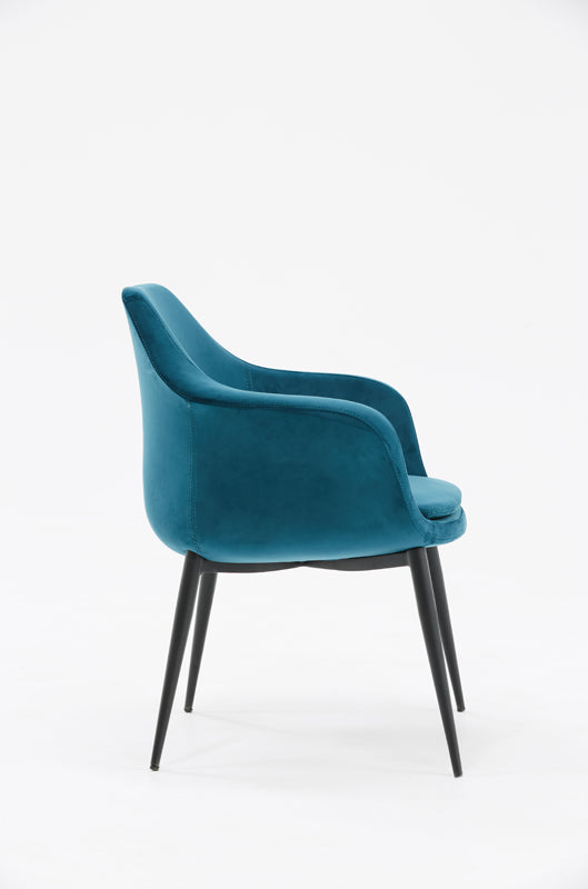 Modrest Wilson Modern Teal Velvet and Black Dining Chair