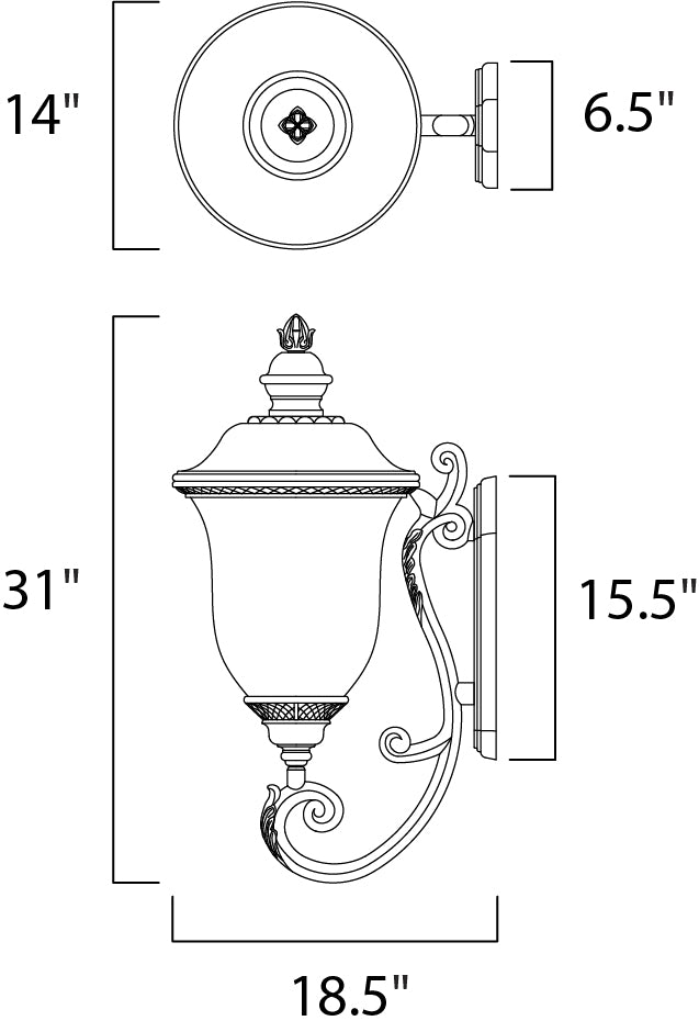 Carriage House DC 3-Light Outdoor Wall Lantern Oriental Bronze by Maxim Lighting