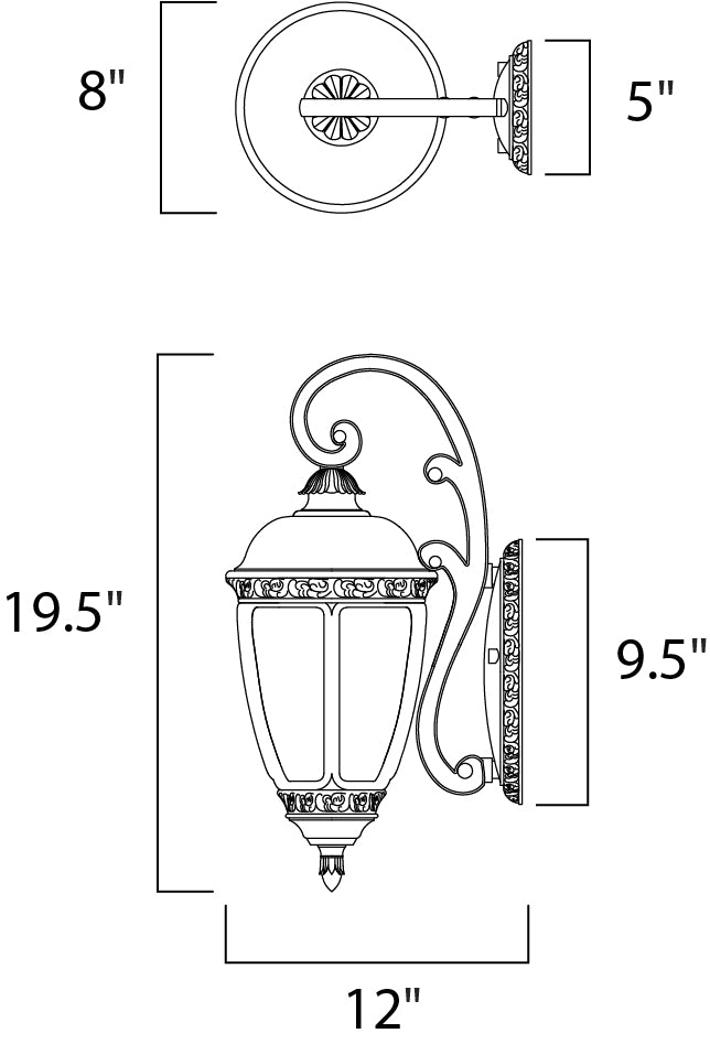 Knob Hill Cast 3-Light Outdoor Wall Lantern Sienna by Maxim Lighting