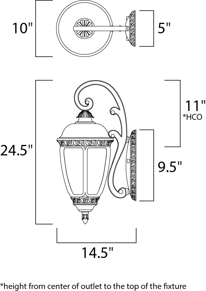 Knob Hill Cast 3-Light Outdoor Wall Lantern Sienna by Maxim Lighting