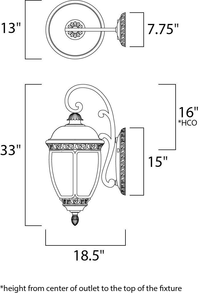Knob Hill Cast 3-Light Outdoor Wall Lantern Sienna by Maxim Lighting