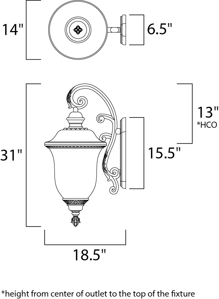 Carriage House DC 3-Light Outdoor Wall Lantern Oriental Bronze by Maxim Lighting