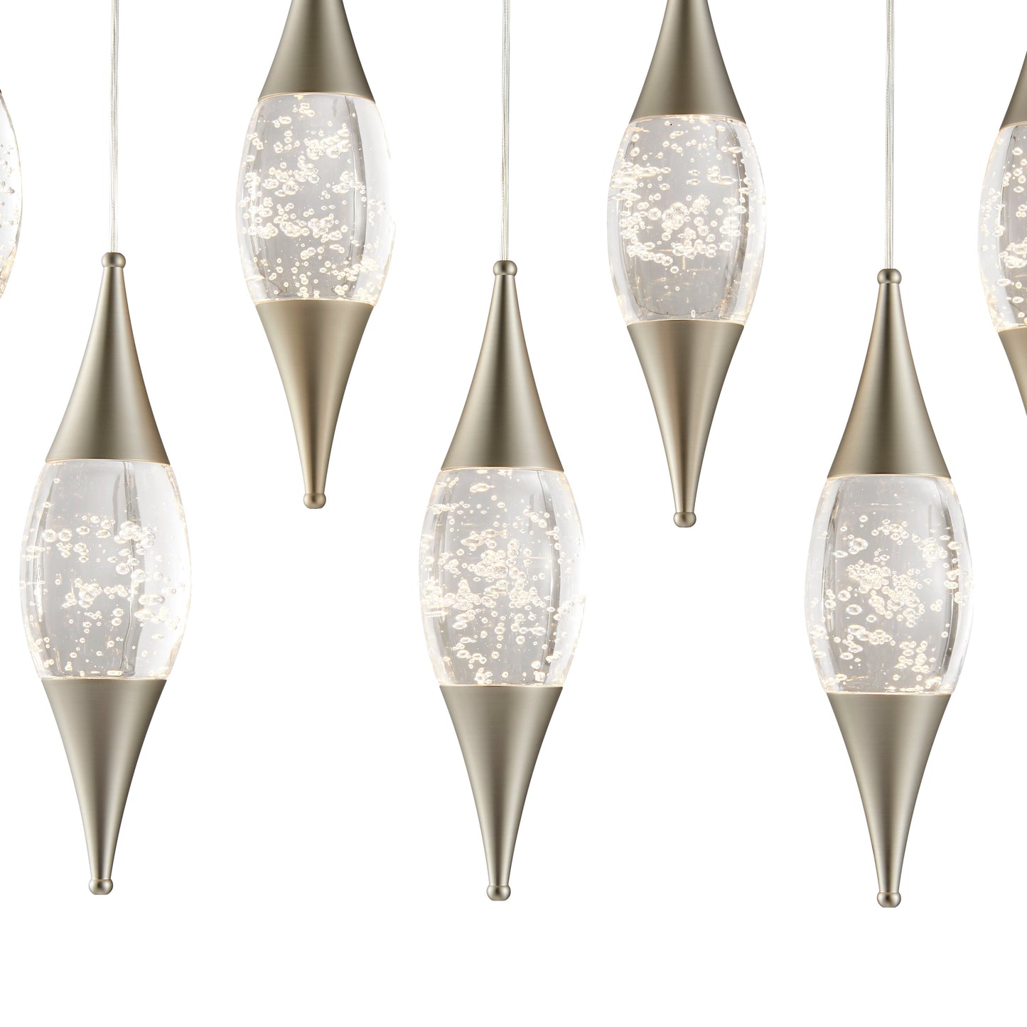 Shinny Teardrops Rectangular Chandelier Matte Nickel by Finesse Decor CH-640-10