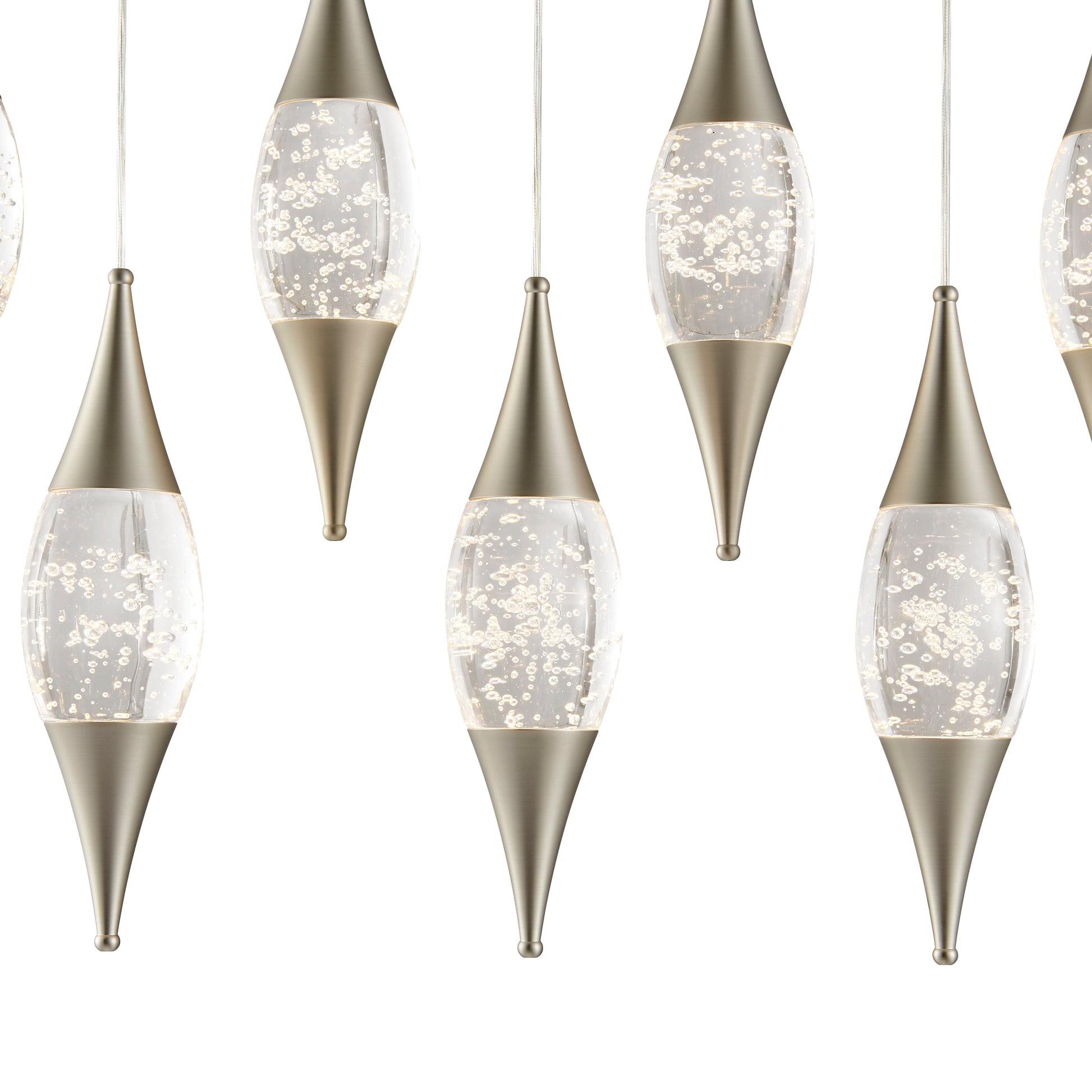 Shinny Teardrops Rectangular Chandelier Matte Nickel by Finesse Decor CH-640-10