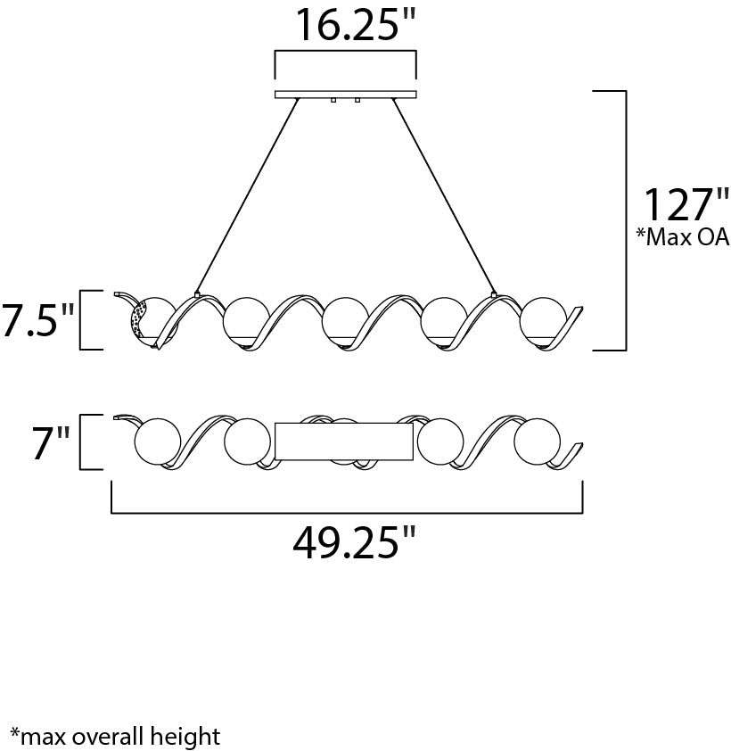 Curlicue 5-Light Pendant Black/Polished Nickel by Maxim Lighting