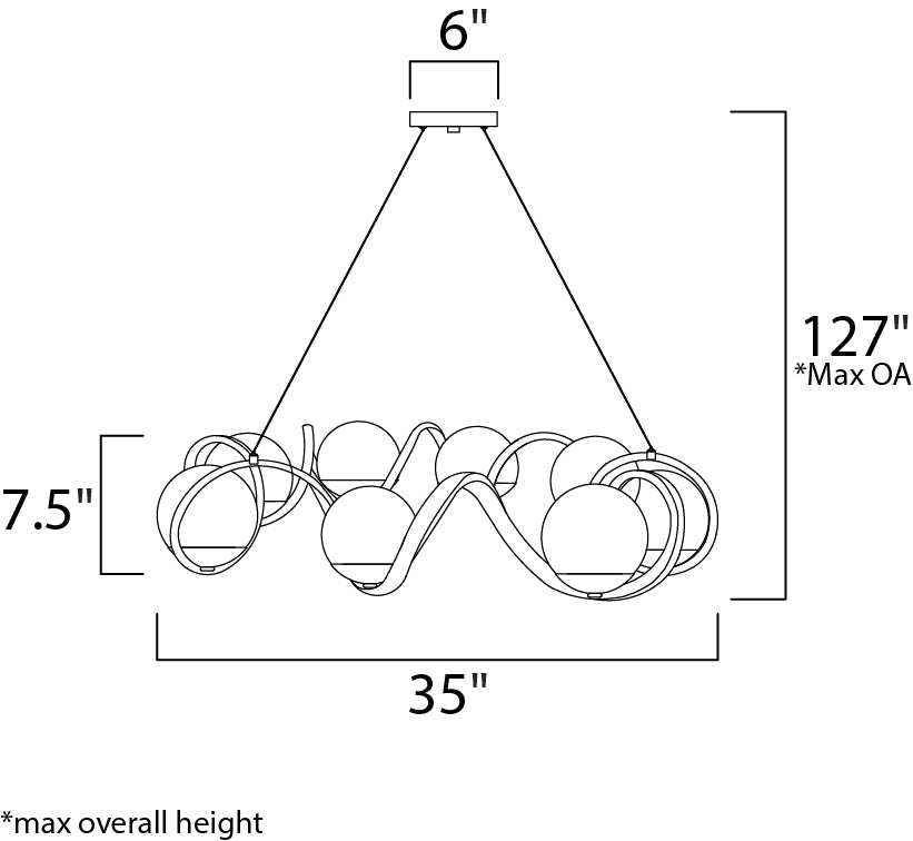 Curlicue 8-Light Pendant Black/Polished Nickel by Maxim Lighting