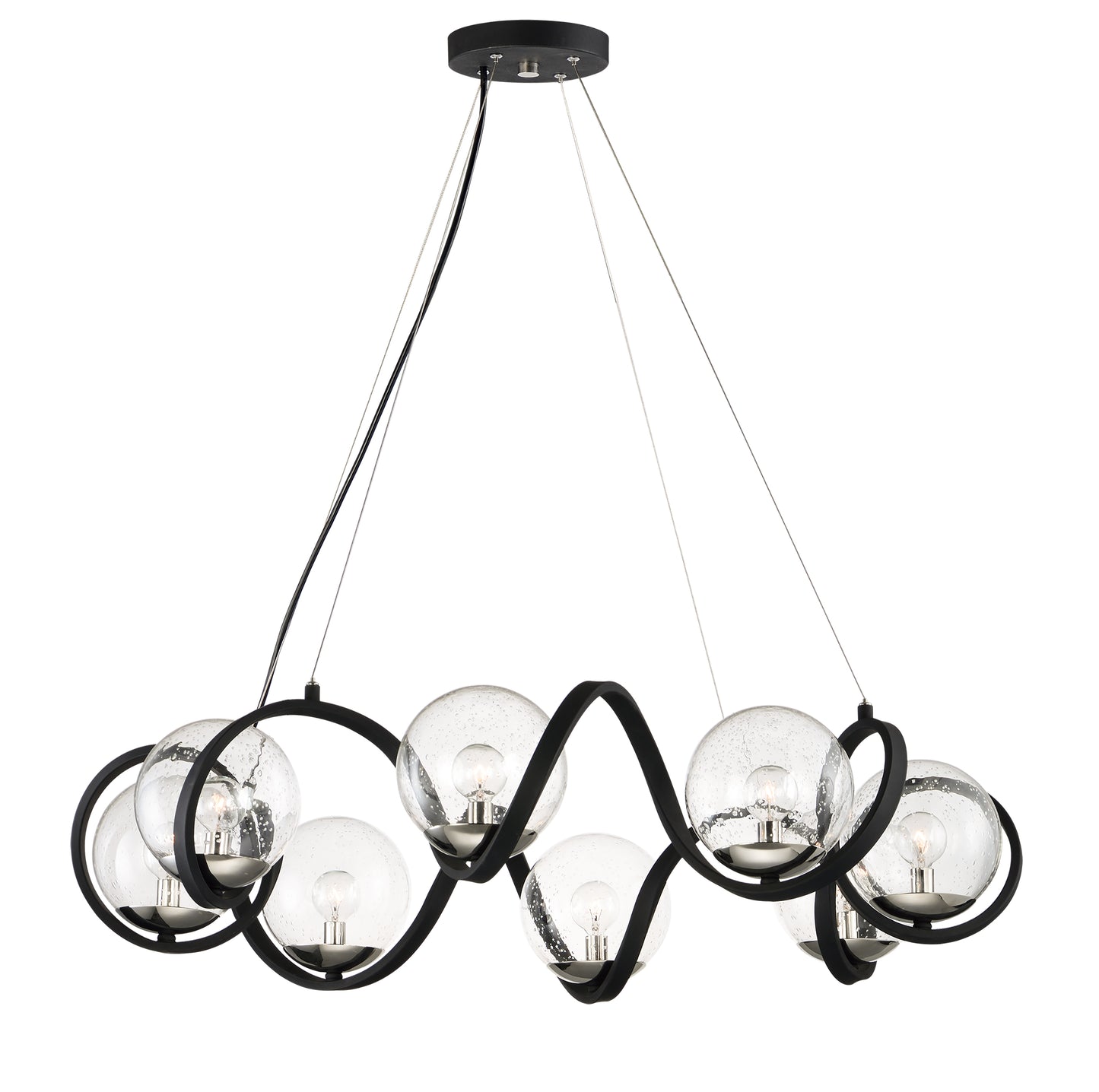 Curlicue 8-Light Pendant Black/Polished Nickel by Maxim Lighting
