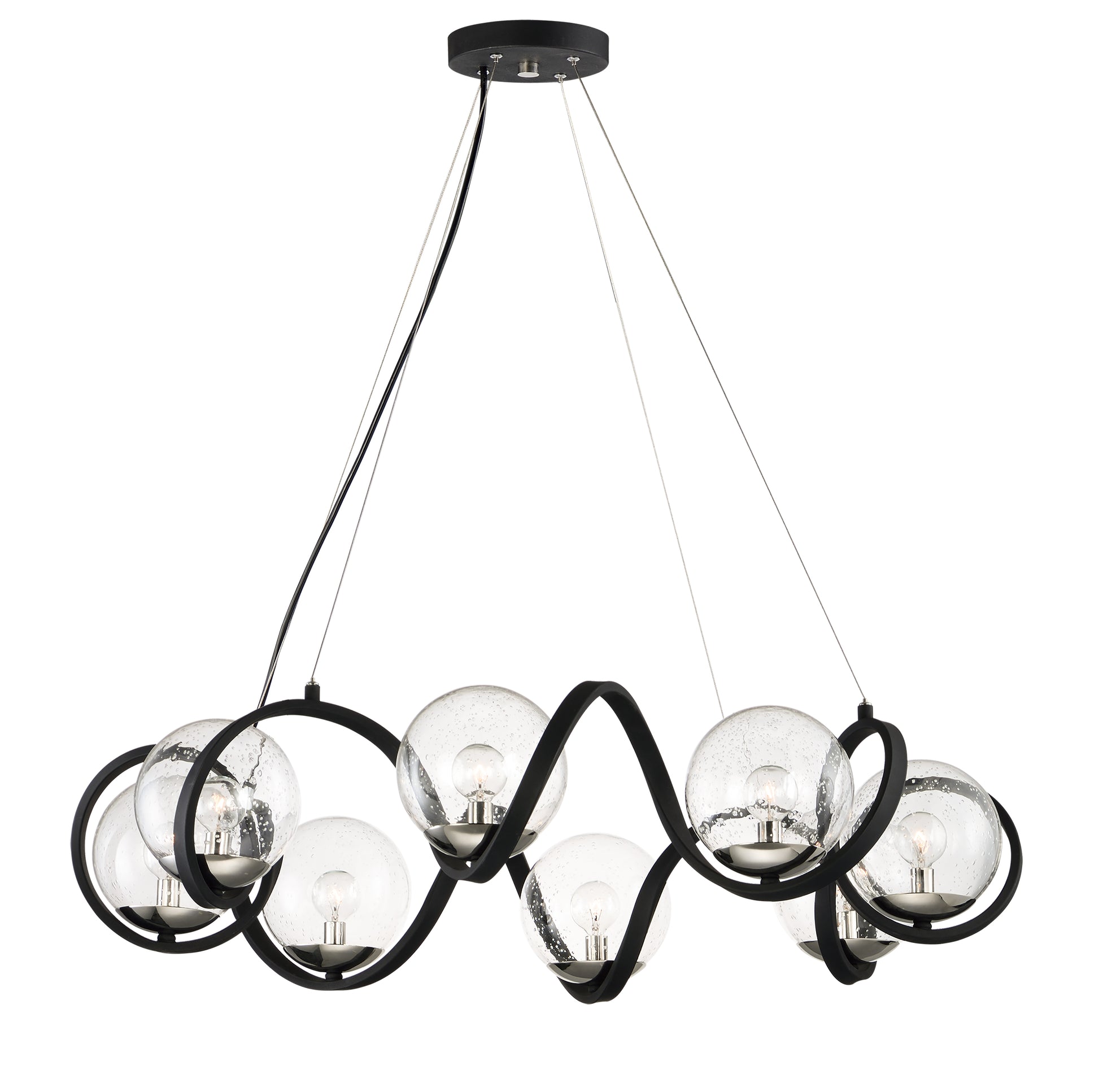 Curlicue 8-Light Pendant Black/Polished Nickel by Maxim Lighting