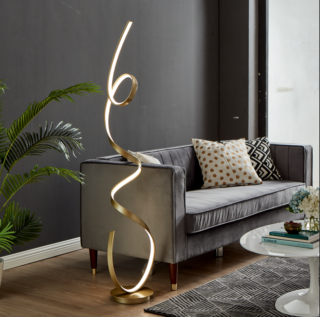 Amsterdam LED Dimmable 63" Floor Lamp Sandy Gold by Finesse Decor FL-002-G