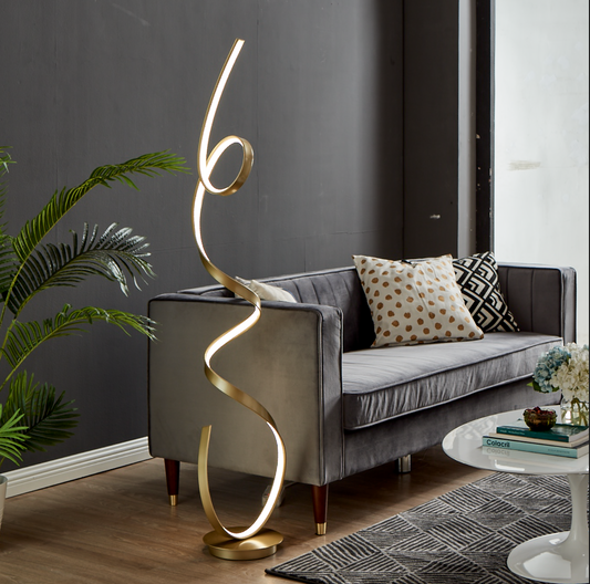 Amsterdam LED Dimmable 63" Floor Lamp Sandy Gold by Finesse Decor FL-002-G