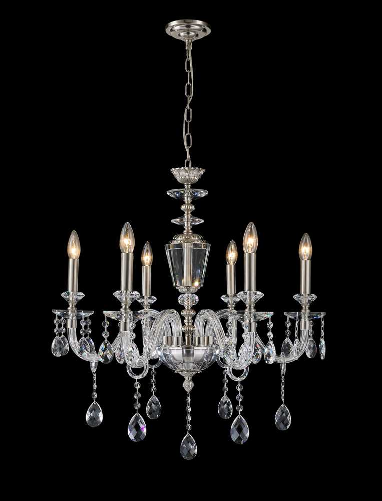 Barcelona Chandelier 6-Light in Satin Nickel 3606SN by StarFire Crystal