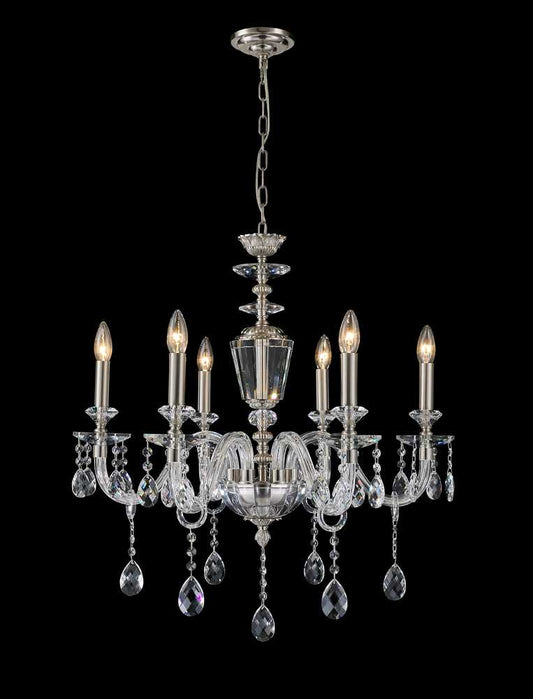 Barcelona Chandelier 6-Light in Satin Nickel 3606SN by StarFire Crystal