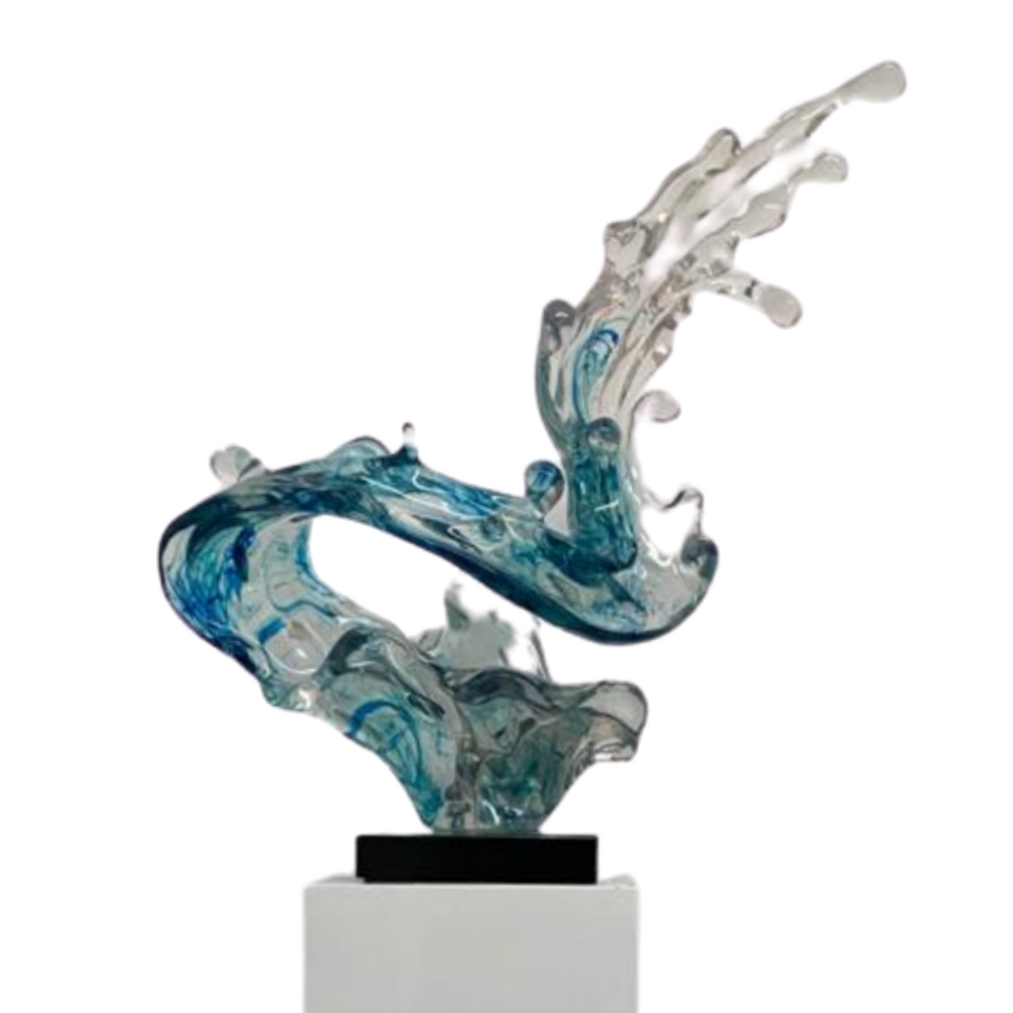 Wave Sculpture in Transparent in Blue - Finesse Decor C-9059-WAVELG