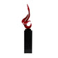 Red Flame Floor Sculpture With Black Stand, 65" Tall - Finesse Decor FLAME-R/B