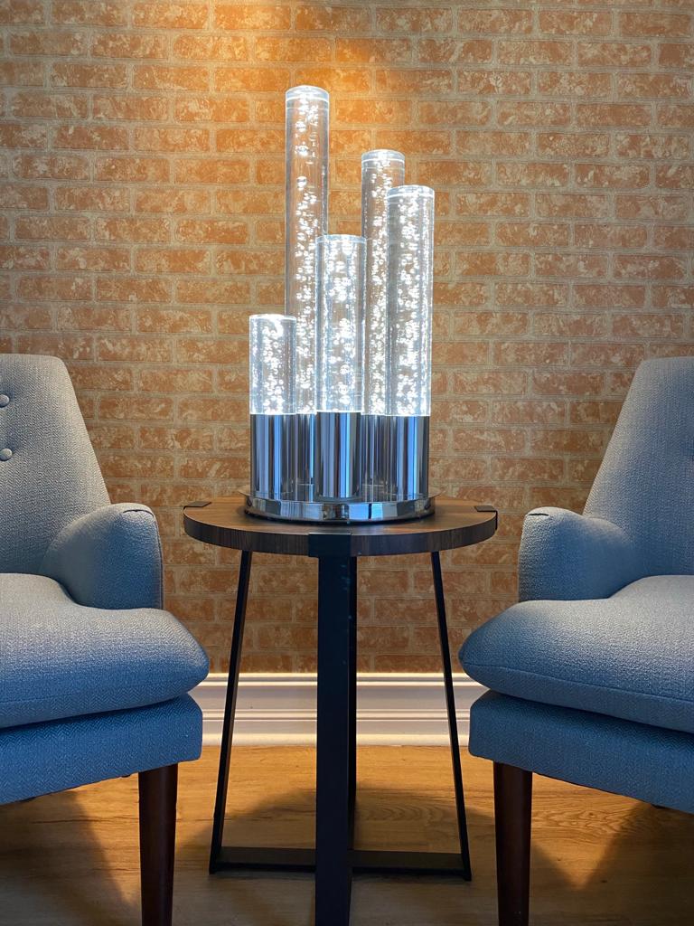 5 Acrylic Cylinder Table Lamp Chrome by Finesse Decor FN-1159-5