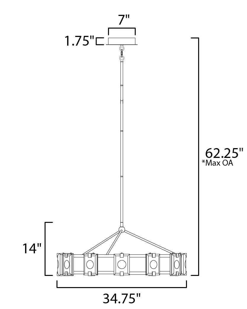 Radiant 12-Light LED Chandelier Black/Gold Leaf by Maxim Lighting