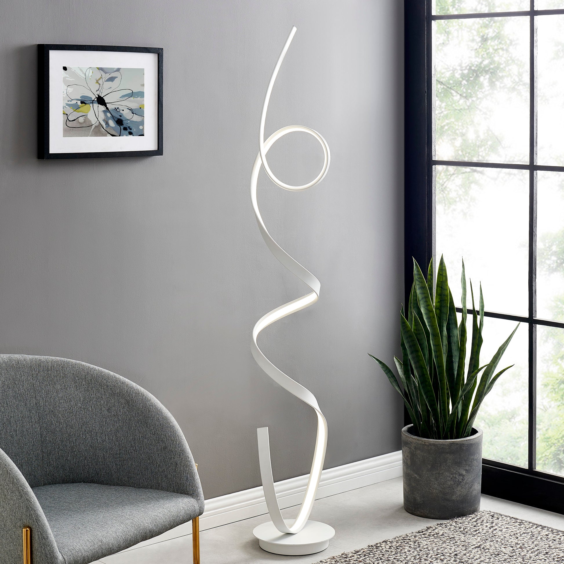 Amsterdam LED Dimmable 63" Floor Lamp White by Finesse Decor FL-002-W