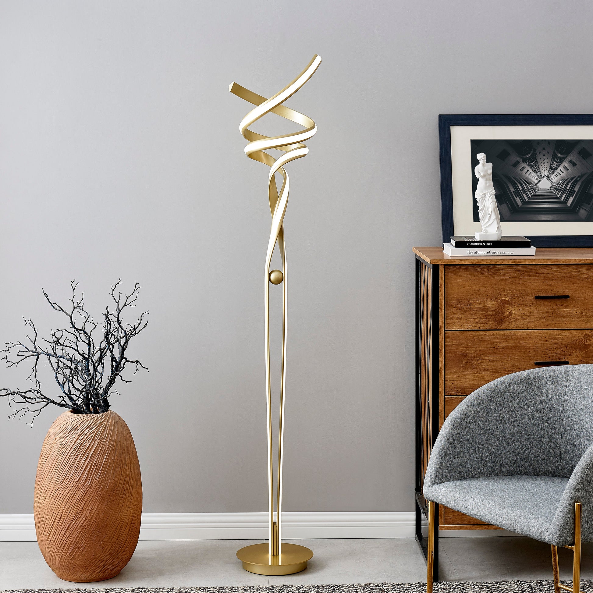 Munich LED Sandy Gold 63" Floor Lamp - Finesse Decor FL-004-G