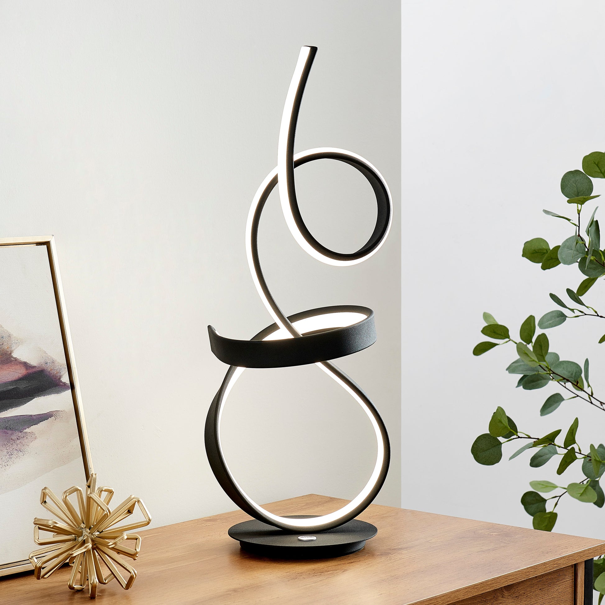 Amsterdam LED with Touch Dimmer Table Lamp Black by Finesse Decor TL-007-B