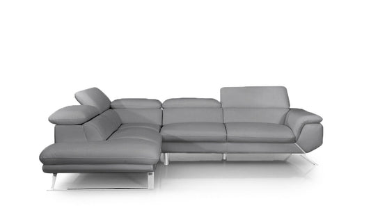 Divani Casa Seth Modern Dark Grey Leather Left Facing Sectional Sofa