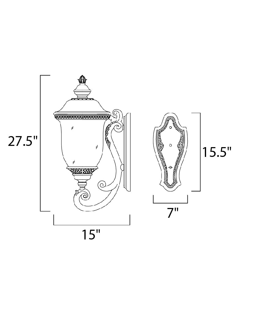 Carriage House VX 3-Light Outdoor Wall Lantern Oriental Bronze by Maxim Lighting