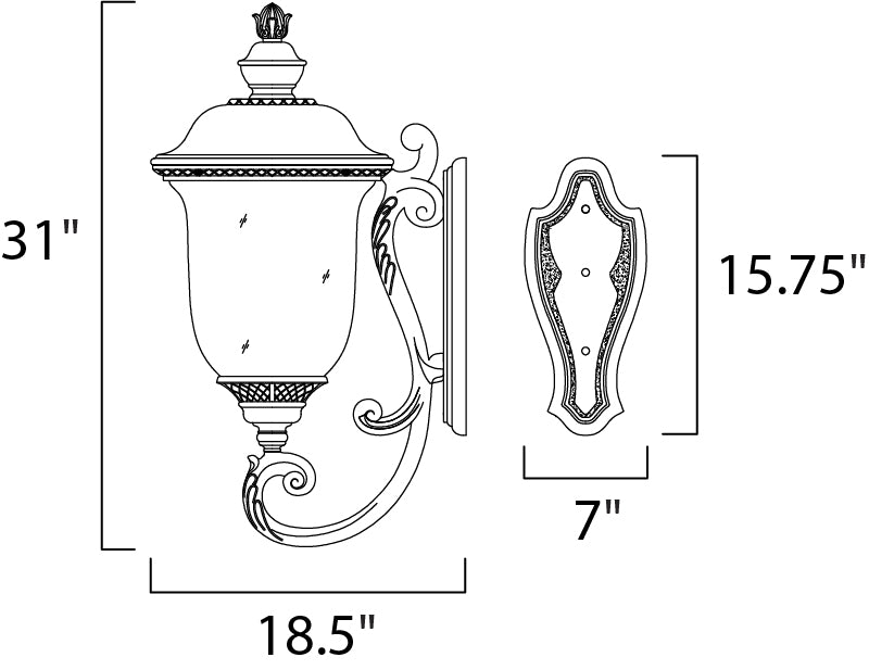 Carriage House VX 3-Light Outdoor Wall Lantern Oriental Bronze by Maxim Lighting